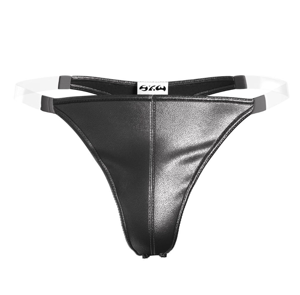 RLH3437 - Leather Thong Nylon String Bikini Bottom - ShopperBoard